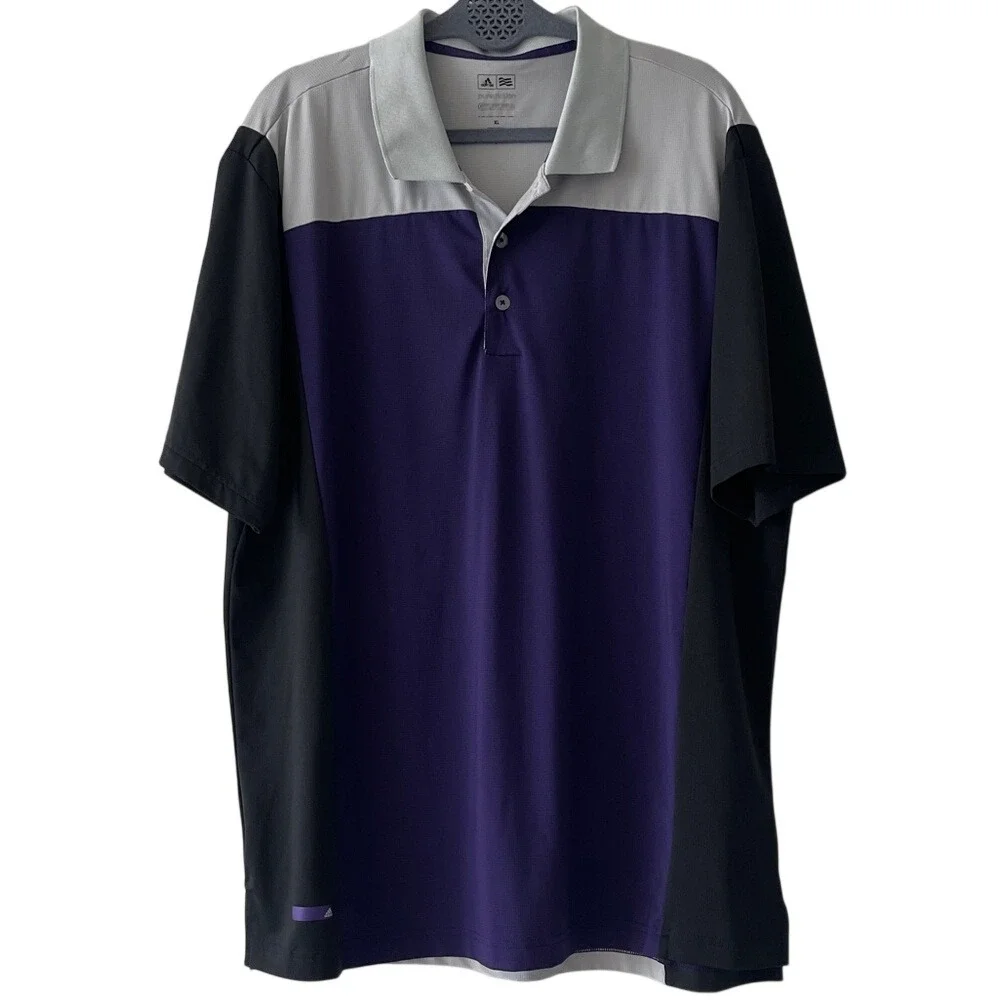 Adidas Pure Motion Men's Purple Black and Gray Polo‎ Shirt XL